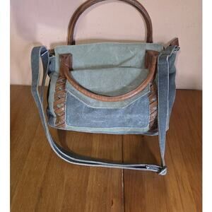 B Mona Crossbody Handbag Boho Cotton and Leather Medium Size